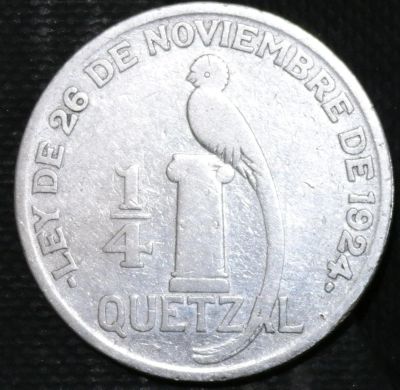 Лот: 15001039. Фото: 1. Гватемала. 1/4 кетцаля. 1926 год... Остальные страны