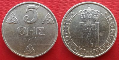 Лот: 25090338. Фото: 1. (№4892-Э252/70/LM) 5 эре 1941... Европа