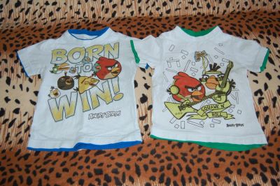 Лот: 4066666. Фото: 1. 2 футболки Angry Birds + 2 футболки... Футболки, поло, топы, лонгсливы