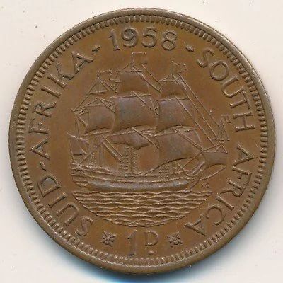 Лот: 8713307. Фото: 1. ЮАР 1 пенни 1958 года. Елизавета... Африка