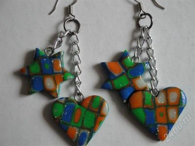 Лот: 432427. Фото: 1. Изделия из полимерной глины,серьги... Серьги, каффы