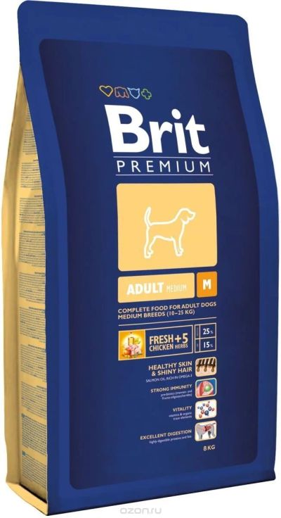 Лот: 11991661. Фото: 1. Сухой корм Brit Premium Adult... Корма