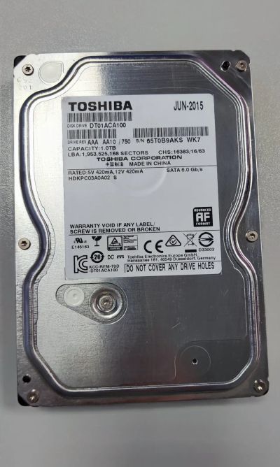 Лот: 20998447. Фото: 1. Жесткий диск Toshiba DT01ACA100... Жёсткие диски (HDD)