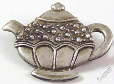 Лот: 5852967. Фото: 1. Брошь Чайник серебро 8,8 гр. Mary... Броши