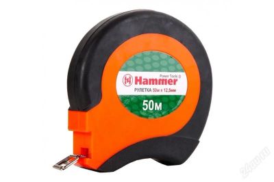 Лот: 2631023. Фото: 1. Рулетка Hammer 50м*12,5мм мини... Ручной инструмент