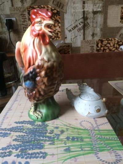 Лот: 7542211. Фото: 1. Графин Петух с икорницей рыбкой. Кувшины, графины