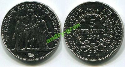 Лот: 6004878. Фото: 1. 0078 Франция 5 франков 1996 год... Европа