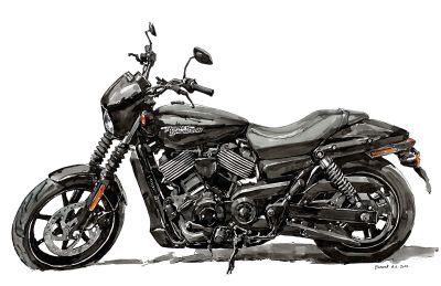 Лот: 18770511. Фото: 1. рисунок, мотоцикл Harley-Davidson... Картины, рисунки