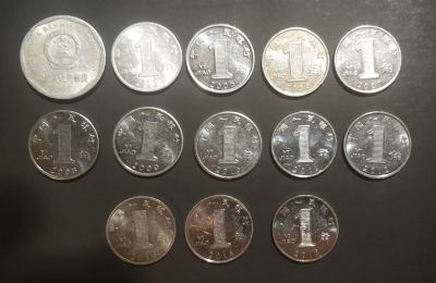 Лот: 24982416. Фото: 1. Китай 1 цзяо 1997-2015 г (13 шт... Азия