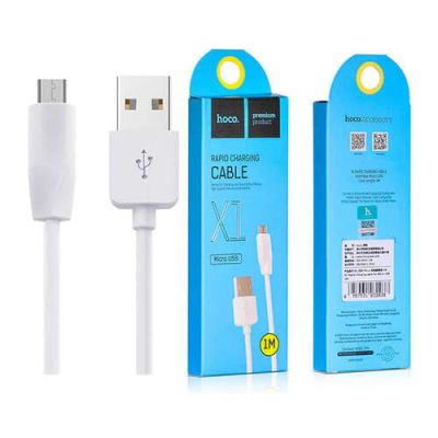 Лот: 14567669. Фото: 1. Кабель Hoco X1 USB-microUSB, белый... Дата-кабели, переходники