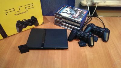 Лот: 3260472. Фото: 1. Sony PlayStation 2 Slim + диски... Игровые приставки, консоли