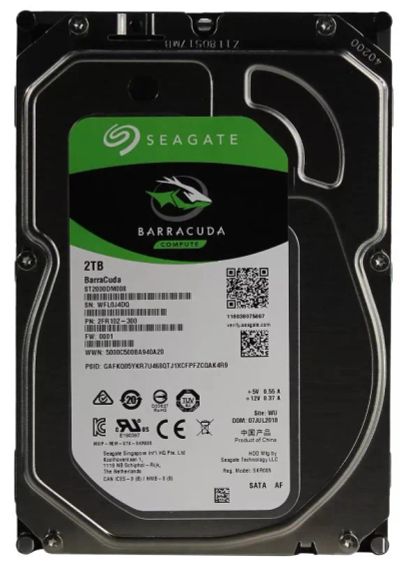 Лот: 20537634. Фото: 1. Seagate BarraCuda 2TB. Жёсткие диски (HDD)