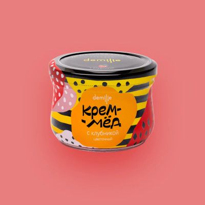 Лот: 12672365. Фото: 1. Крем-мёд с клубникой / взбитый... Мёд, продукты пчеловодства