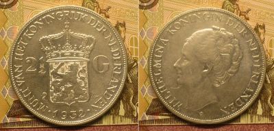Лот: 18796557. Фото: 1. Нидерланды 2,5 гульдена 1932 г. Европа