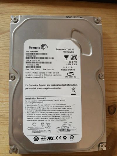 Лот: 15416052. Фото: 1. Жёсткий диск seagate 160GB. Жёсткие диски (HDD)