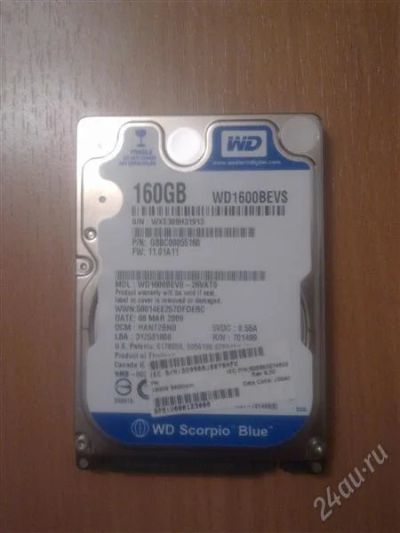 Лот: 1299089. Фото: 1. SATA160Gb 2.5" WD WD1600BEVS. Жёсткие диски (HDD)
