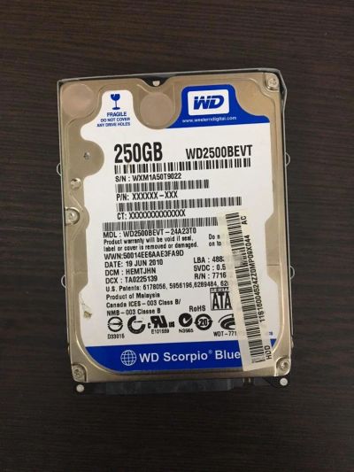 Лот: 11163656. Фото: 1. Винчестер WD2500BEVT. Жёсткие диски (HDD)