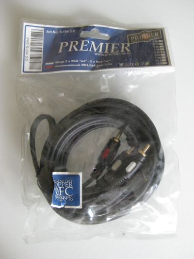 Лот: 17992521. Фото: 1. Шнур Premier 2 x RCA - 2 x RCA... Шнуры, кабели, разъёмы