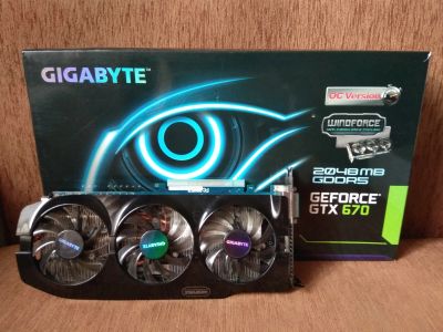 Лот: 12440984. Фото: 1. Видеокарта Nvidia GTX 670 GV-N670OC-2GD. Видеокарты