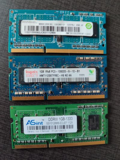 Лот: 20816486. Фото: 1. DDR3 3x1gb ramaxel, hynix, asint. Оперативная память