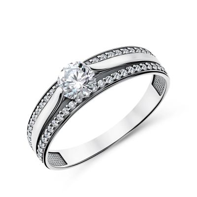 Лот: 23862853. Фото: 1. Серебряное кольцо с фианитами. Кольца, перстни