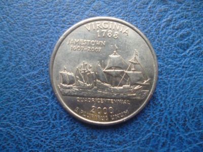 Лот: 11299334. Фото: 1. 25 центов 2000 года Штат Вирджиния... Америка