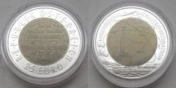 Лот: 10665139. Фото: 1. Монета из серебра и ниобия - 25... Германия и Австрия