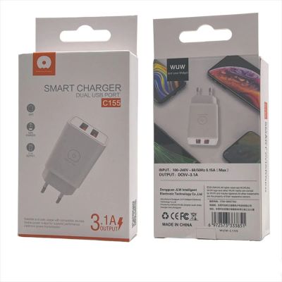 Лот: 22144940. Фото: 1. СЗУ WUW C-155 2*USB 3.1A White. Зарядные устройства, блоки питания, адаптеры сетевые для смартфонов