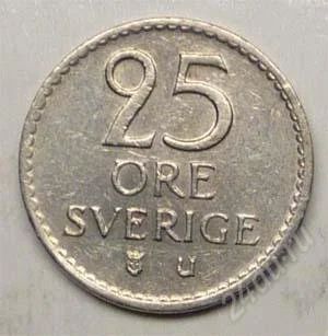 Лот: 1452810. Фото: 1. Швеция. 25 орэ 1970г. Европа