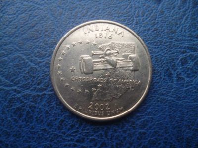 Лот: 11299351. Фото: 1. 25 центов 2002 года Штат Индиана... Америка