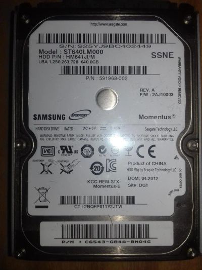 Лот: 9161900. Фото: 1. Жесткий диск Samsung 640Gb (st640lm000... Жёсткие диски (HDD)
