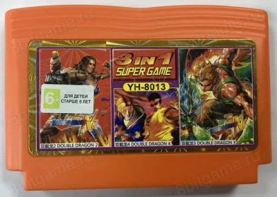 Лот: 13344107. Фото: 1. 3в1 Картридж Dendy YH 8013 DOUBLE... Игры для консолей