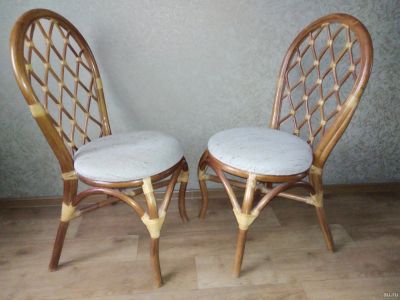 Лот: 16135415. Фото: 1. Стулья из натурального ротанга... Столы, стулья, обеденные группы