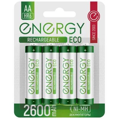 Лот: 19971125. Фото: 1. Аккумулятор Energy Eco NIMH-2600-HR6... Батарейки, аккумуляторы, элементы питания