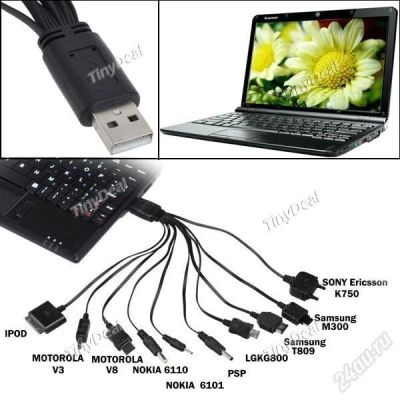 Лот: 2354738. Фото: 1. USB переходник из 10шт под разные... Электроприборы для автомобиля