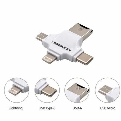 Лот: 22147950. Фото: 1. OTG iPHONE 3в1 SD/TF/USB адаптер... Дата-кабели, переходники