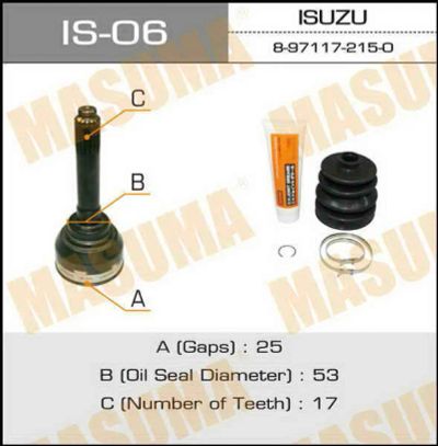Лот: 14330765. Фото: 1. Masuma IS-06 ШРУС "Masuma" (Гарантия... Ходовая, подвеска, рулевое управление