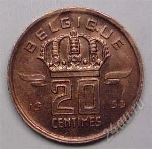 Лот: 1448639. Фото: 1. Бельгия. 20 сантим 1953г. Европа