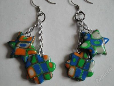 Лот: 432420. Фото: 1. Изделия из полимерной глины,серьги... Серьги, каффы