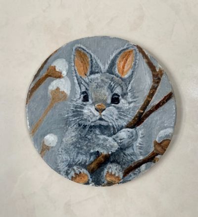 Лот: 25272155. Фото: 1. Картина маслом на холсте- магнитик... Произведения