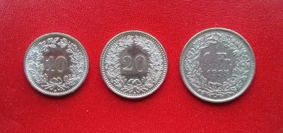 Лот: 16685860. Фото: 1. Лот из 3 монет Швейцарии. Курс... Европа