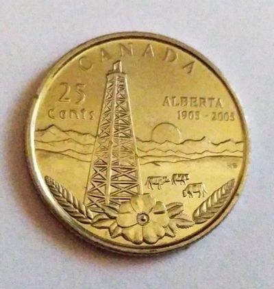 Лот: 25046348. Фото: 1. Канада 25 центов 2005 100 лет... Америка