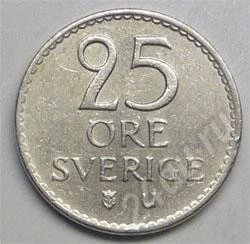 Лот: 312389. Фото: 1. Швеция. 25 орэ 1963г. (1-1). Европа