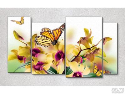 Лот: 15481534. Фото: 1. Модульная картина Бабочки на орхидеях... Произведения