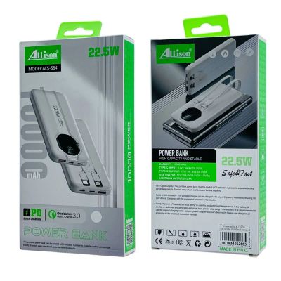 Лот: 25794718. Фото: 1. Power Bank ALLISON ALS-S84 10000mAh... Внешние, портативные аккумуляторы для смартфонов (Power bank)