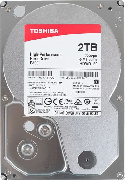 Лот: 11906700. Фото: 1. Жесткий диск HDD 2Tb Toshiba HDWD120UZSVA... Жёсткие диски (HDD)