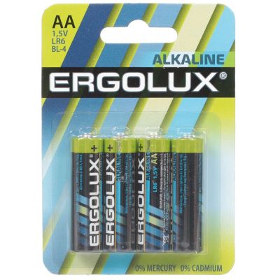 Лот: 24083543. Фото: 1. Батарейка Ergolux, АА (LR6, 15A... Батарейки, аккумуляторы, элементы питания