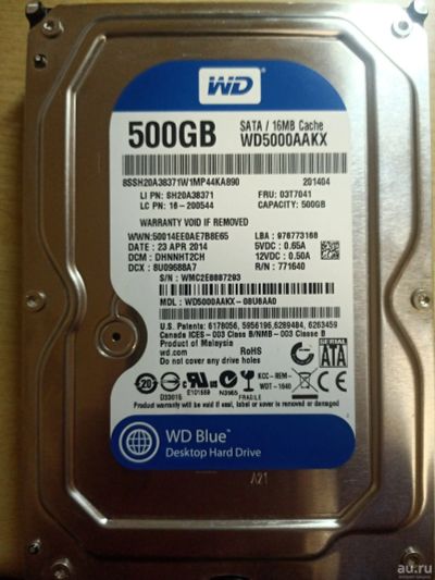 Лот: 18495638. Фото: 1. Жесткий диск 500Gb WD Blue 3.5... Жёсткие диски (HDD)