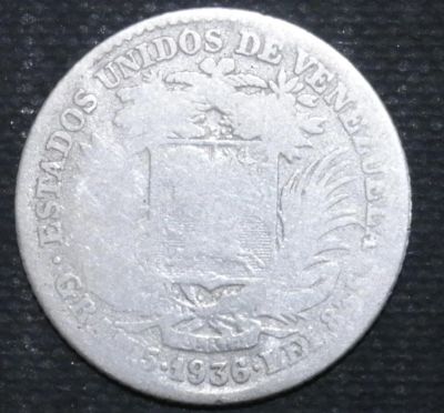 Лот: 11399834. Фото: 1. Венесуэла. 1936 год. Серебро. Остальные страны