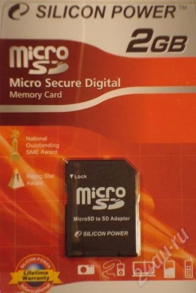 Лот: 209998. Фото: 1. Micro SD 2Gb + адаптер. Новый... Карты памяти